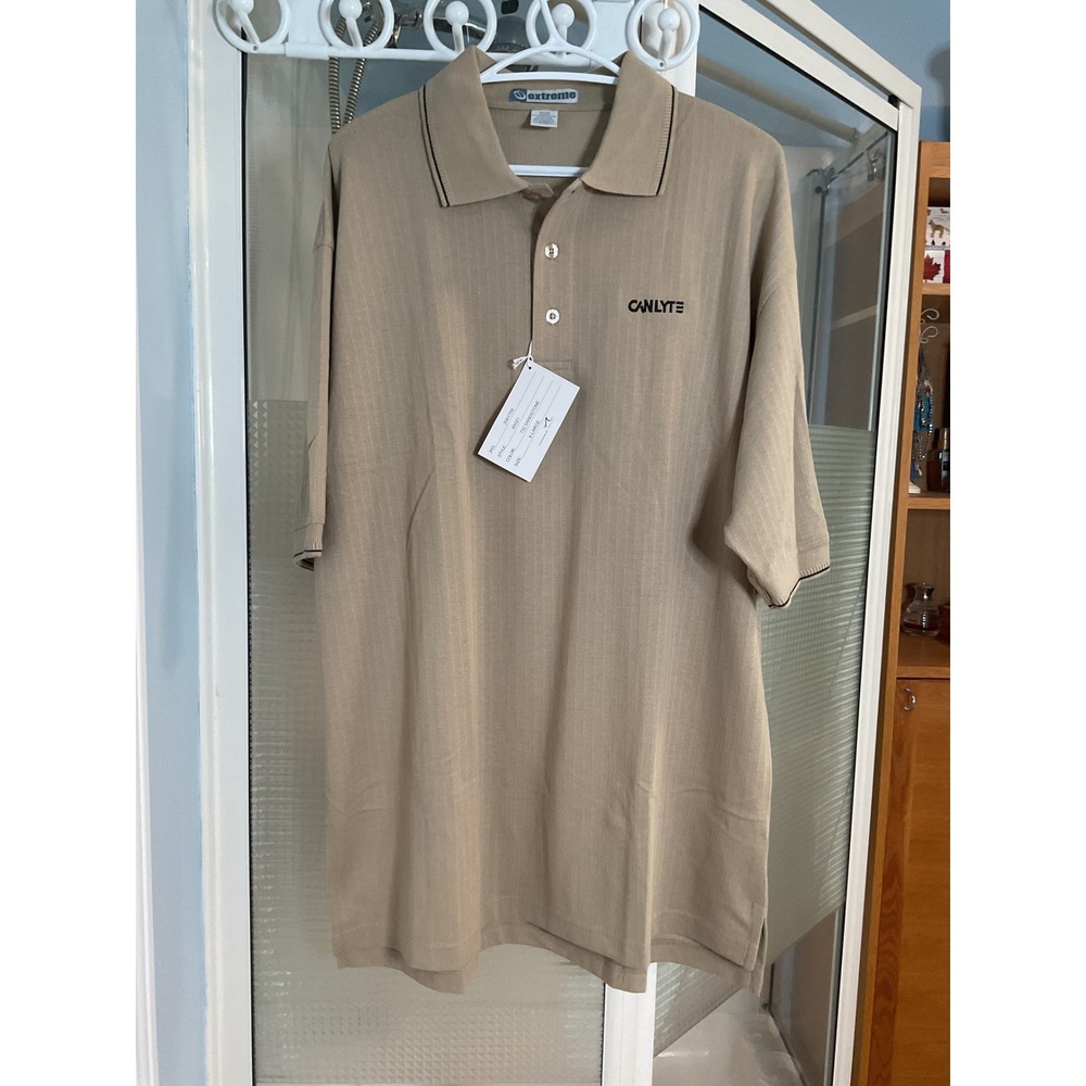 Extreme Polo Shirt Mens XL Sandstone NWT Canlyte Megawatt Plus Corporate Logo